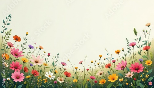 Scattered wildflowers, simplistic style, muted tones, floral, pattern