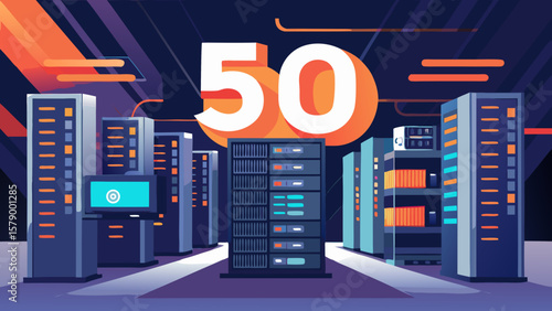   50   It Infrastructure Server Room With Data Str Illustration Concept