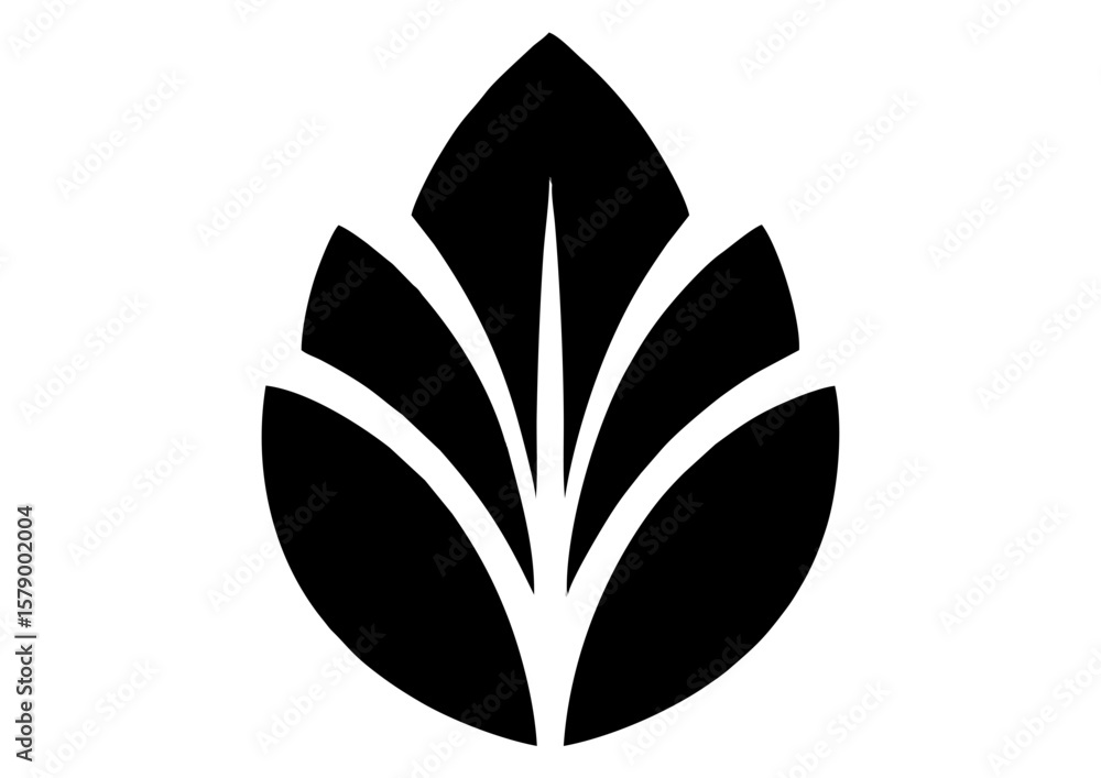 Obraz premium Black water droplet silhouette with leaf pattern