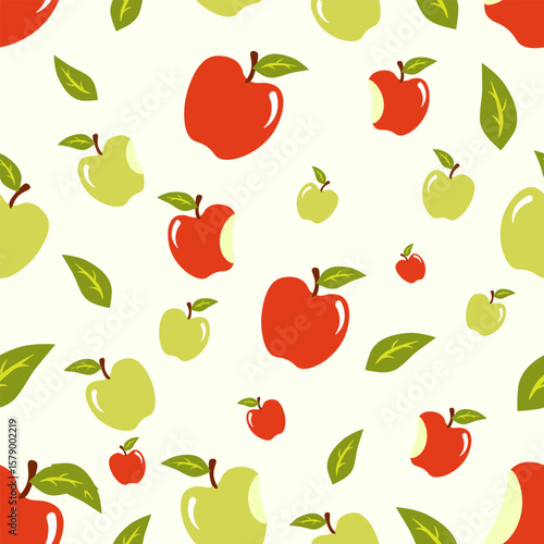 Seamless pattern of cute red apples