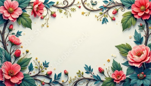 Intricate floral damask, swirling vines & blossoms , floral wallpaper, luxury