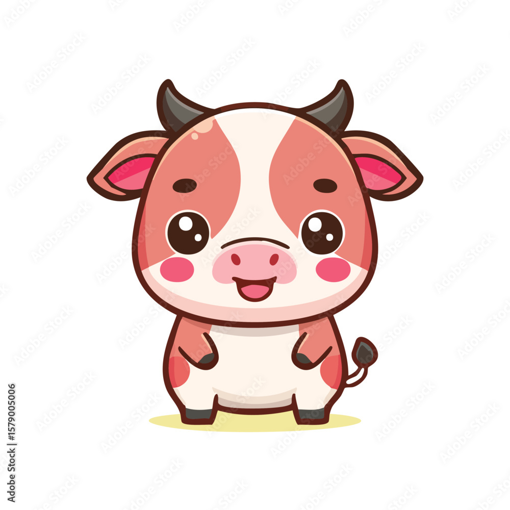 Minimal Flat Vector of Cute Wagyu with Bold Black Outline and Happy Expression, No Gradients Minimal Flat Vector of Cute Wagyu with Bold Black Outline and Happy Expression, No Gradients