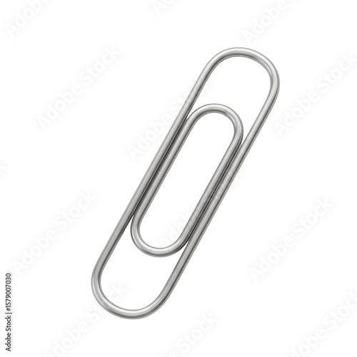 Isolated Silver Metal Paperclip on Transparent Background Illustration