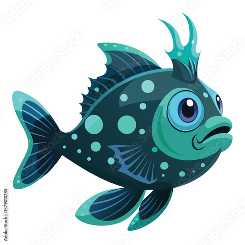 A glowy deep-sea fish with bio-luminescent spots, mysterious and fascinating in the ocean depths.