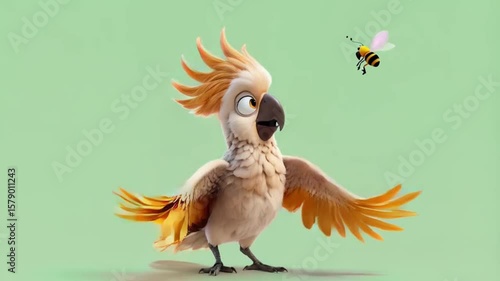Bird talking to bee rendered with AI insects birds animals