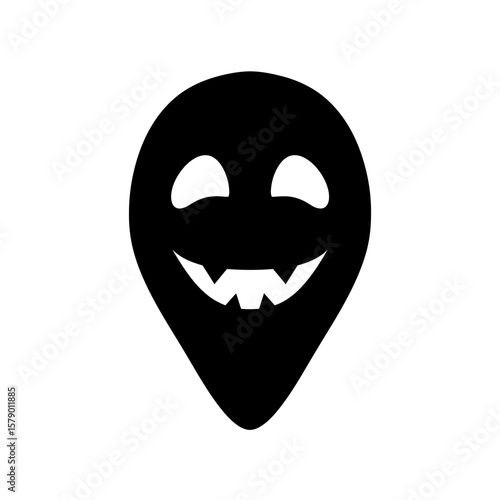 Spooky Silhouette: A minimalist silhouette of a grinning ghost against an open backdrop, perfect for Halloween-themed designs.