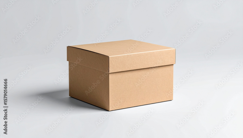 Minimalist kraft paper box mockup with clean layout and blank space for branding text Minimalist kraft paper box mockup with clean layout and blank space for branding text