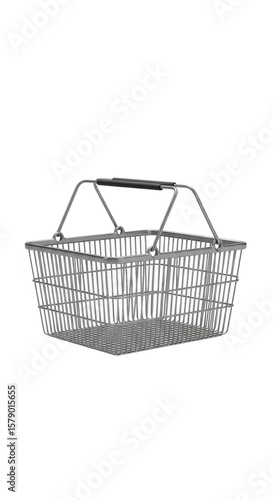 Isolated Woven Basket Transparent Background Empty Container Handle Object