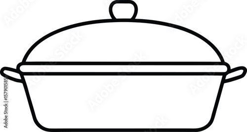 Roast pan with lid line art vector illustration