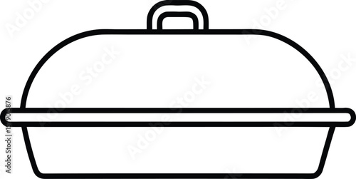 Roast pan with lid line art vector illustration