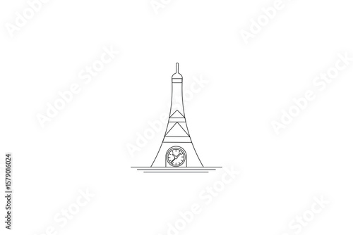 Wallpaper Mural Clock Continuous one line art and alarm clock of isolated outline vector illustration design
 Torontodigital.ca
