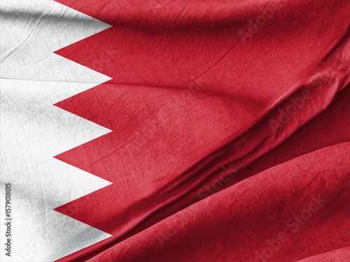 Bahrain Flag Waving Free in the Gentle Gulf Breeze