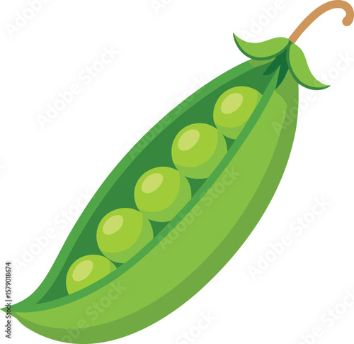 Fresh Fruit Slice Graphics Fresh Green Peas in a Pod, Vibrant Vegetable Illustration, Healthy Eating Concept