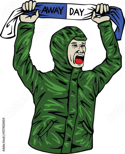 ultras hooligans casual footbal fans away day illustration