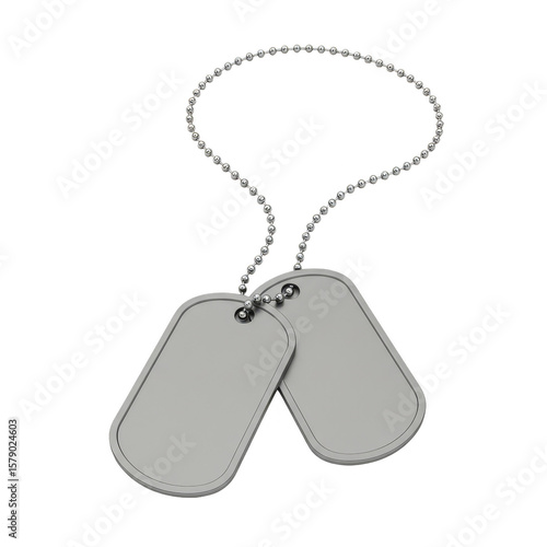 Realistic Dog Tags Metal Identity Isolated Transparent Background 3D Render