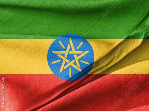 Elegant Ethiopian Flag Waving Proudly