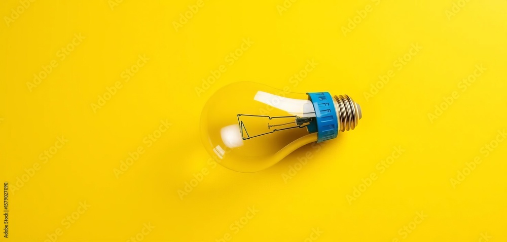 Blue painted light bulb on bright yellow background, yellow background, fresh idea Blue painted light bulb on bright yellow background, yellow background, fresh idea