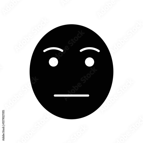 Abstract Illustration of Neutral Face: This minimalistic, black and white illustration captures the essence of neutrality, conveying a sense of balanced emotion, or a lack of expression. 