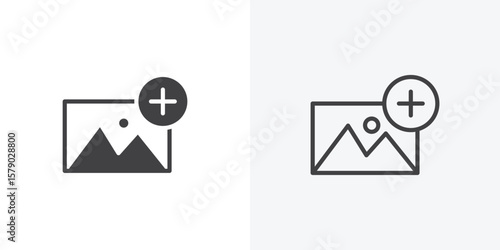 Add photos icon. collection of editable stroke line and solid flat styles.