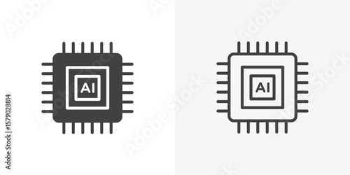 AI icon. collection of editable stroke line and solid flat styles.
