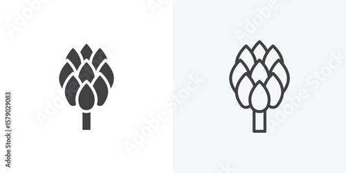 Artichoke icon. collection of editable stroke line and solid flat styles.