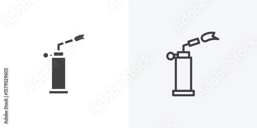 Blowtorch icon. collection of editable stroke line and solid flat styles.