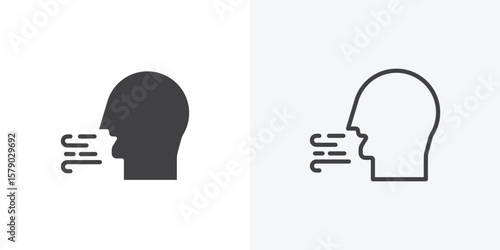 Breath icon. collection of editable stroke line and solid flat styles.