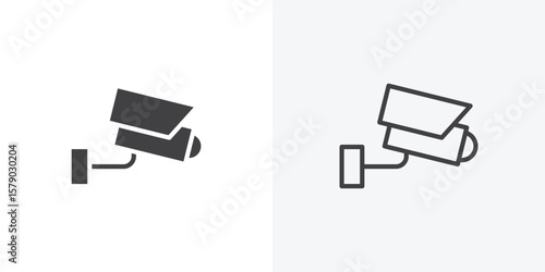 CCTV icon. collection of editable stroke line and solid flat styles.