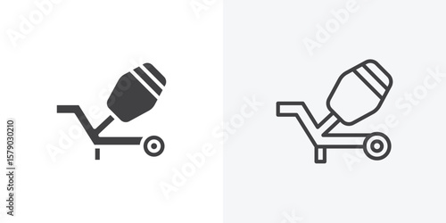 Cement mixer icon. collection of editable stroke line and solid flat styles.