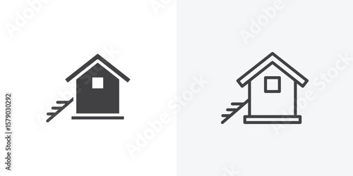 Chicken coop icon. collection of editable stroke line and solid flat styles.