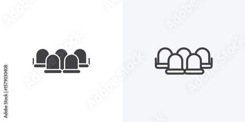 Cinema seat icon. collection of editable stroke line and solid flat styles.