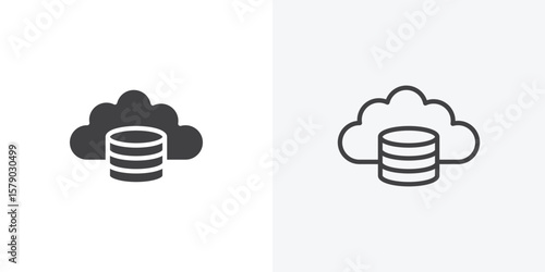 Cloud server icon. collection of editable stroke line and solid flat styles.
