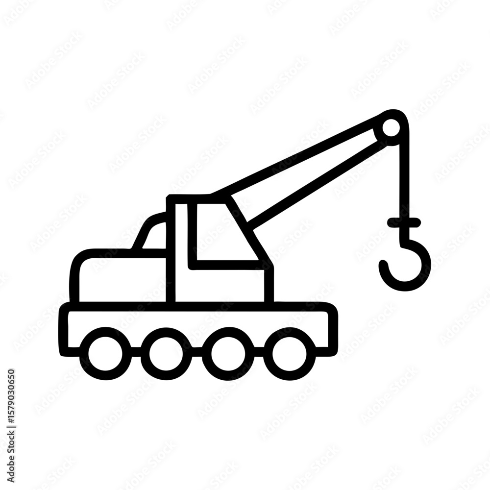 Naklejka premium Mobile crane illustration with hook and wheels in minimalist style 