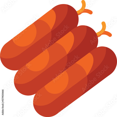 Herbal Tea Steam Aromatics Delicious Stack of Three Grilled Sausages, Perfect for a BBQ or Picnic, Yummy Food Illustration,...