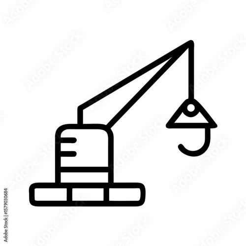 Outline of a crawler crane with a hook for construction use  
