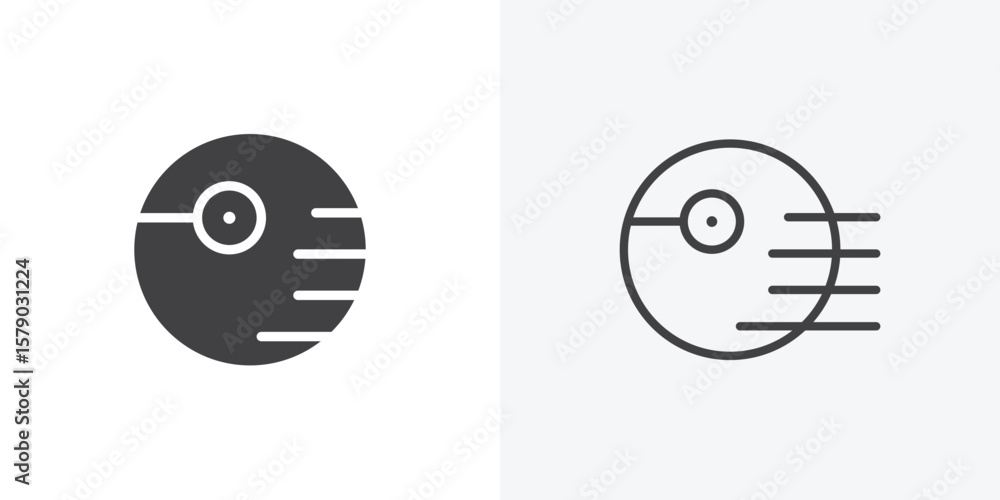 Death star icon. collection of editable stroke line and solid flat styles.