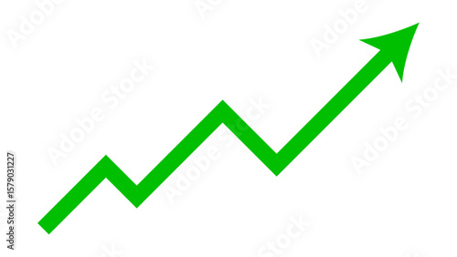 Growth/success arrow icon. Green growth arrow. Up arrow which represents progress, growth, success, financial surplus etc