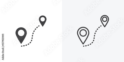 Distance icon. collection of editable stroke line and solid flat styles.