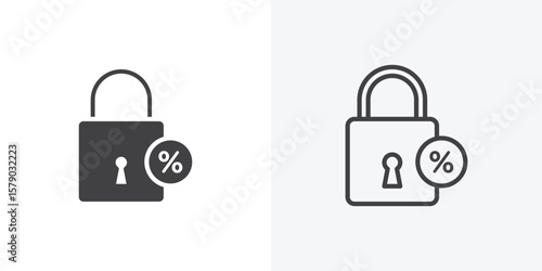 Fixed rate mortgage icon. collection of editable stroke line and solid flat styles.