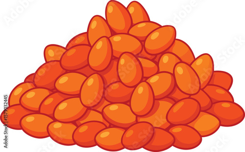 Herbal Tea Steam Aromatics Pile of Juicy Orange Sea Buckthorn Berries, Freshly Harvested, Ready to Eat, Healthy and Delicious...