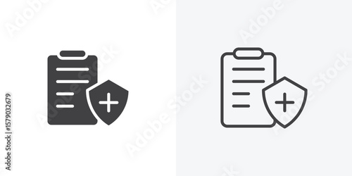 Health insurance icon. collection of editable stroke line and solid flat styles.