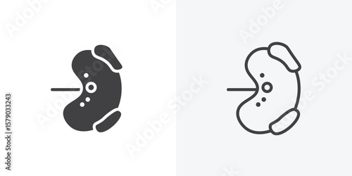 Kidney disease icon. collection of editable stroke line and solid flat styles.