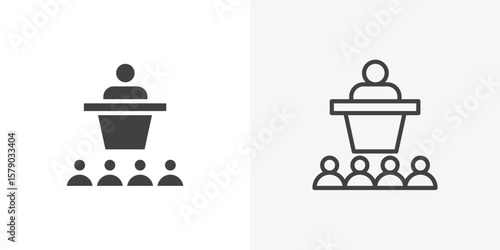 Lecture icon. collection of editable stroke line and solid flat styles.