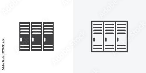 Lockers icon. collection of editable stroke line and solid flat styles.