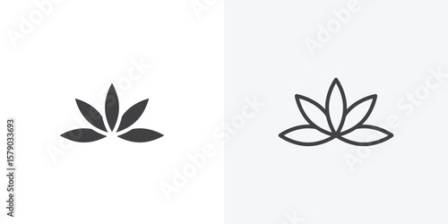 Lotus flower icon. collection of editable stroke line and solid flat styles.