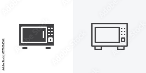 Microwave icon. collection of editable stroke line and solid flat styles.