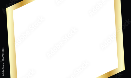Elegant white background with a slanted gold frame on black backdrop. Perfect for luxury invitations, certificates, announcements, or upscale presentation templates.