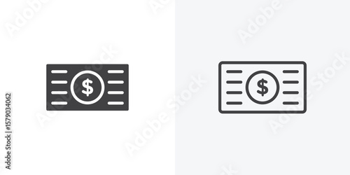 Money icon. collection of editable stroke line and solid flat styles.
