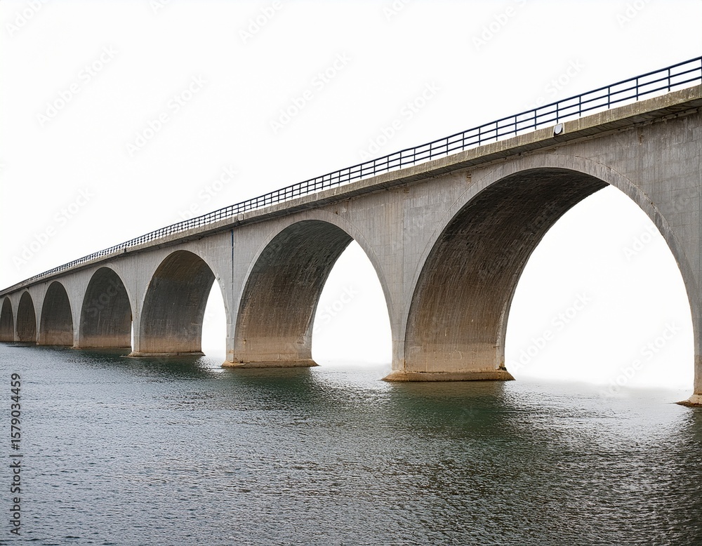 Fototapeta premium concrete arch bridge structure isolated on transparency background with rough texture