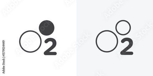 Oxygen O2 icon. collection of editable stroke line and solid flat styles.